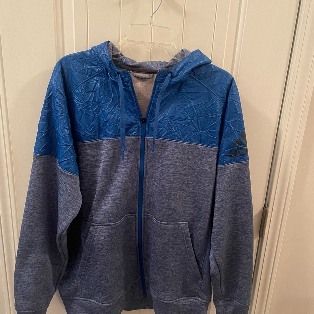 Men’s Adidas Full Zipper Hooded Blue Jacket.